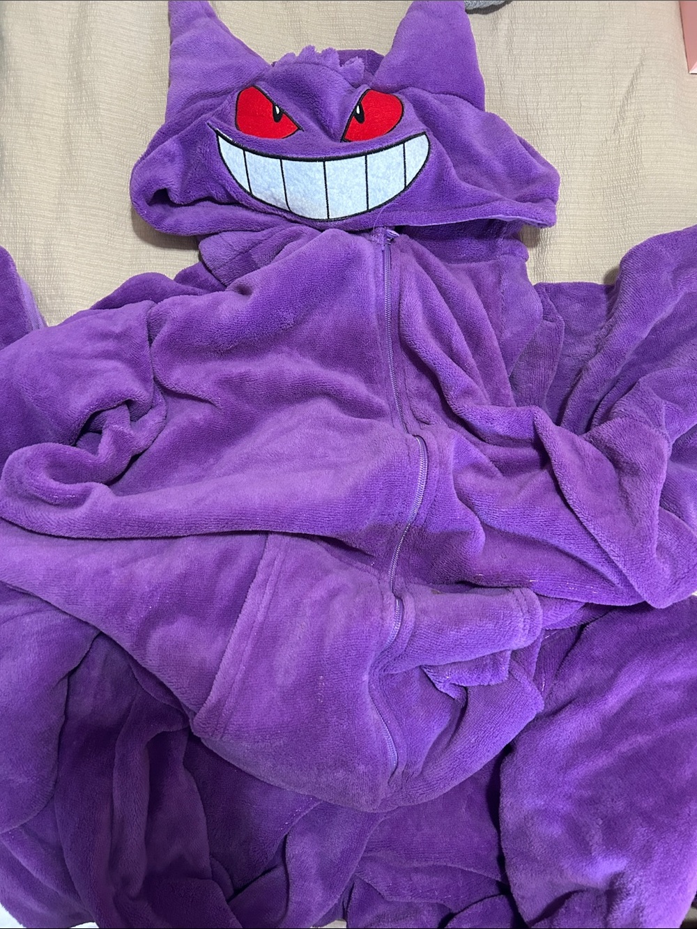 Adult Pokemon Gengar Character Hooded One-Piece zip up